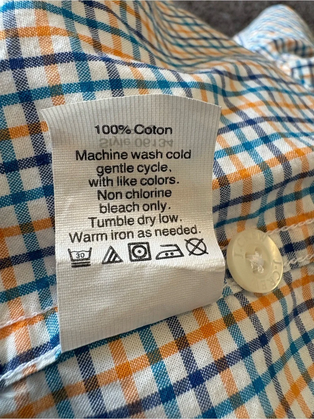 J Crew Men's Checked Button-Down Long Sleeve Shirt Blue & Orange Size Medium